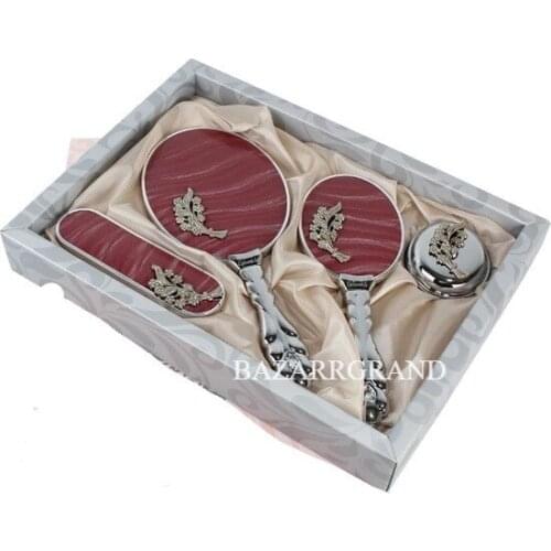 YOUR COMB SET WITH QUALITY COLOR TO ADD ELEGANCE TO YOUR STYLE Luxury Bridal Mirror Brush Toilet Set (Burgundy FREE SHİPPİNG