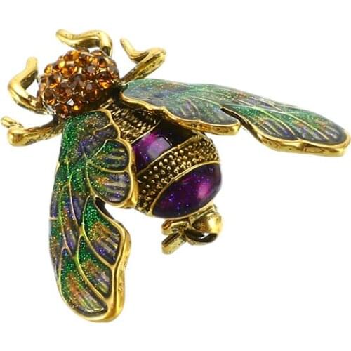 Vintage Crystal Enamel Brooch Rhinestone Alloy Cicada Brooches Pins For Women Men Jewelry Christmas Gifts
