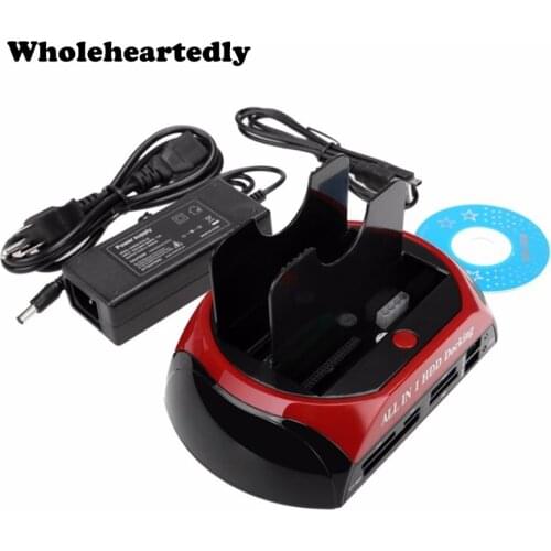 All In 1 Hard Disk Drive Dock HDD Docking Station Dual 2.5" 3.5" IDE SATA External HDD Enclosure Box Holder USB Card Reader