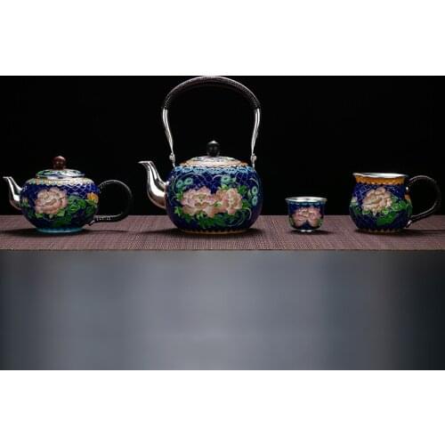 High grade 999Silver Products Cloisonne Hand made Tasting cup Kung Fu Teacup gift for family and friends kitchen office tea set