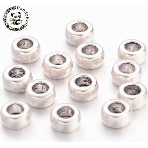 200PCS Tibetan Style Alloy Beads, Ring, Antique Silver Color, 6.5x3mm, Hole: 3mm