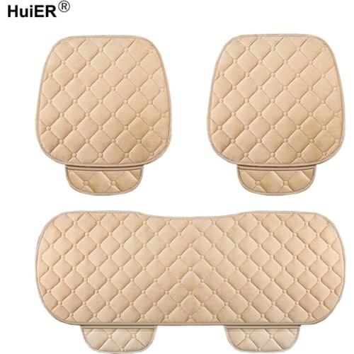 3Pcs/Set Car Seat Cover Winter Warm Flocking Cloth Universal Front Back Seat Covers Cushion Comfortable Auto Car Seat Protector