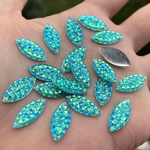 50pcs 9*20mm Crystal AB Resin Flatback Rhinestones Horse Eye Crystal Stones Non Hotfix Scrapbook Strass for DIY Crafts