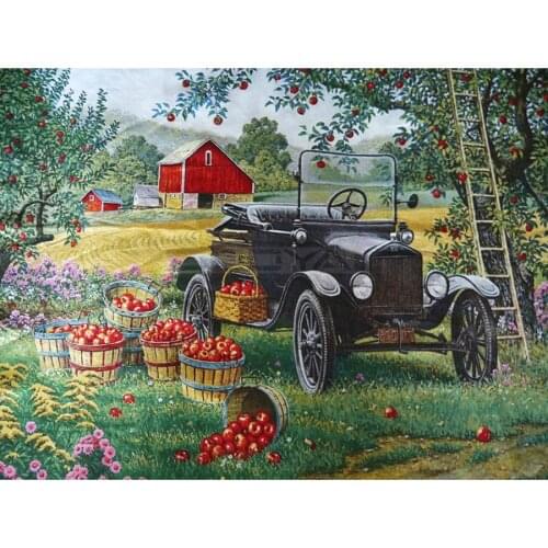 5D Diamond Embroidery DIY Diamond Painting Apple Orchard Farm Tractor Full Square Round Drill Cross Stitch Mosaic Home Decor