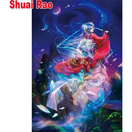 5D DIY square Diamond Painting Fantasy Woman Angel Cross Stitch Diamond Embroidery Japanese Geisha Rhinestone Home Decor