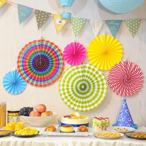 6pcs set paper fan backdrop decoration flower wedding birthday baby shower party hanging decorations party DIY decor supplies