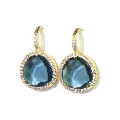 8 Colors Crystal Earrings Black Purple Yellow Gold Color Water Drop Earring For Women Gift Fashion Jewelry(DJ1226)