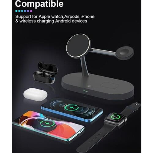 Phone Charger Wireless 5-in-1 Charging Station Non-slip LED Charging Stand Night Light forphone watch headset wireless chargers