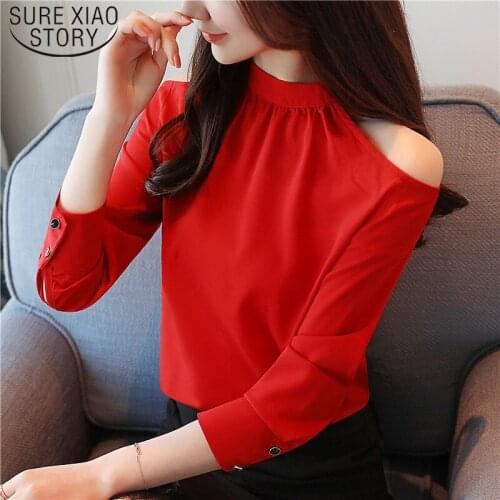 New long sleeve White Chiffon Blouses Ladies Tops Button Blouse Shirts Solid Women Tops and Blouses Blusas Mujer De Moda 5714 50