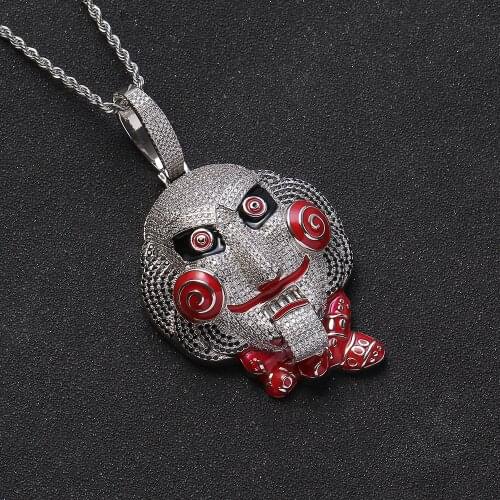 Mens ICED Necklace Brass Cubic Zircon Pendants Hip Hop Jewelry party gift CN250