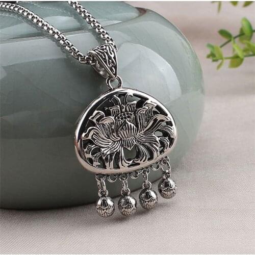 Titanium Steel Pendant Necklaces For Women Men Vintage Elephant Lotus Abacus Nepal Necklace Chain Jewelry