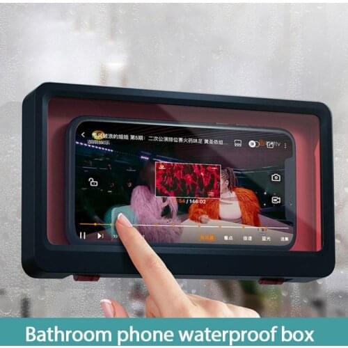Bathroom Phone Holder Waterproof Case Box Wall Mounted All Covered Mobile Phone Shelves Self-Adhesive Shower Accessories Cocina