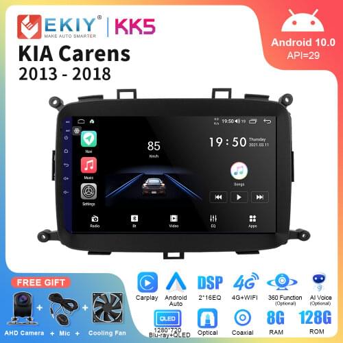 EKIY Android 10 Car Radio For KIA Carens 2013 2014 2015 2016 2017 2018 Multimedia Radio Navigation GPS Stereo no 2Din Double Din