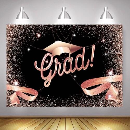 Congratulations Grad Backdrop Photocall Rose Gold Congrats Graduation Party Selfie Background Photography Class of 2020