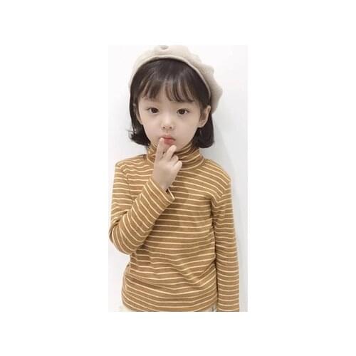 2-8yrs Toddler boys girls t-shirts basic underwear turtleneck cotton stripe kids clothes autumn winter tops children clothing