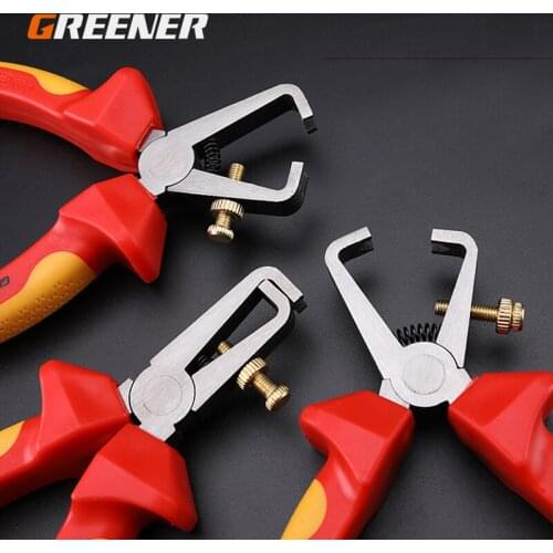 Greener VDE 6" Wire Stripper Pliers Durable forged Cr-V steel with Ni-Fe Coating Plier Comfort Grip Handle Hand tools
