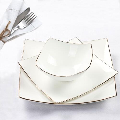 Guci wedding Gilded bone china tableware Western European square bowl and plate, direct selling 8 "10" square plate cake plate