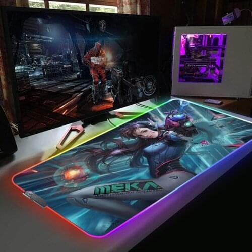 D.va Girl Gaming RGB Mouse Pad Laptop Gamer Anime LED Light on the Backlight Table PC Gamer Cabinet For Office Computer Mat Csgo