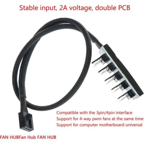 PC Cooler Fan Power Cable 1 Female To 4 Male 4Pin Socket Fan Hub Splitter Cable For 3Pin&4Pin PWM Cooling Fan