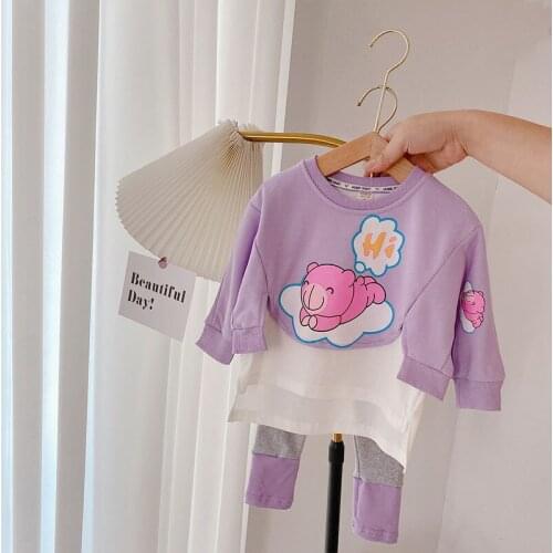 Cartoon Girls Set 2021 Autumn New Childrens Clothing 1.2.3.4.5.6 Years Baby Girls Sweater+legging Pantsr Two-piece Set