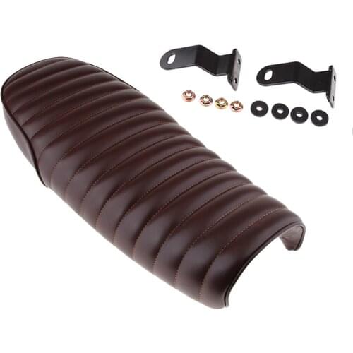 Brown Motorbike Frame Flat Seat Vintage Saddle Cafe Racer Cushion Seat for Universal New Flat Brat Seat Vintage Cushion
