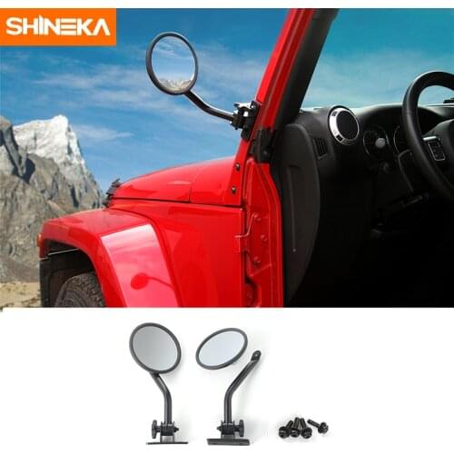 SHINEKA Rearview Round Mirrors Side Mirror For Jeep Wrangler JK TJ CJ Unlimited 1997~2017 Car-styling