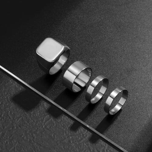 KunJoe 2021 Trend Punk Hiphop Rock Metal Rings Set for Men/Women Street Style Silver Color Rings Finger Jewelry Accessories Gift