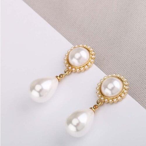 Elgant Sun Flower Imitation Pearl Clip On Earrings Geometric For Female Wedding Charm Party Non Pierced Clip Ear Jewelry Gift