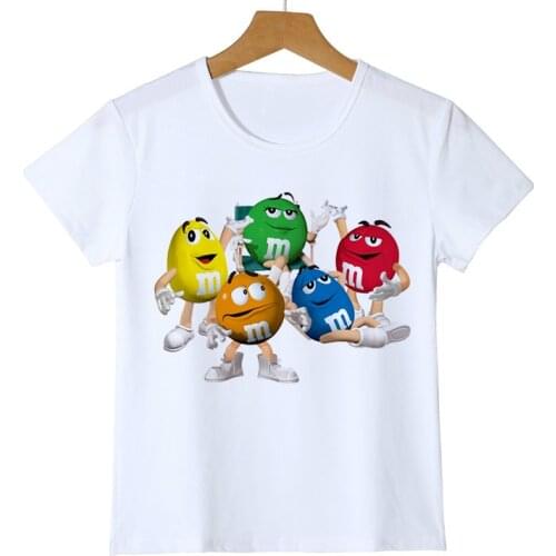 Fashion kid t-shirt 3D Boy/Girl chocolate beans MM print funny streetwear t shirt Anime Short Sleeve Baby Shirts Z47-4