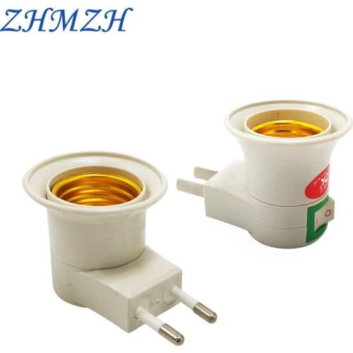 E27 Lamp Holder Wall-mount E27 Switch Lamp Base Converter EU Type Round US Plug With ON/OFF Button Screw Mouth Type Light Holder