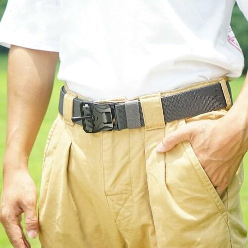 Nylon Tactical Belt Men Outdoor Hiking Hunting Clothes Accessory Wearproof Stretch Quick Unlock Magnetic Buckle Waistband 125cm