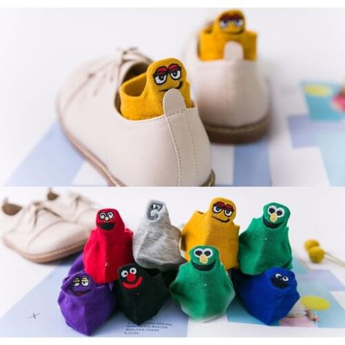 Cute Creative Cartoon Funny Socks Women lovely Face Socks Personality Fashion Casual Short Socks Female Pink White Yellow Black