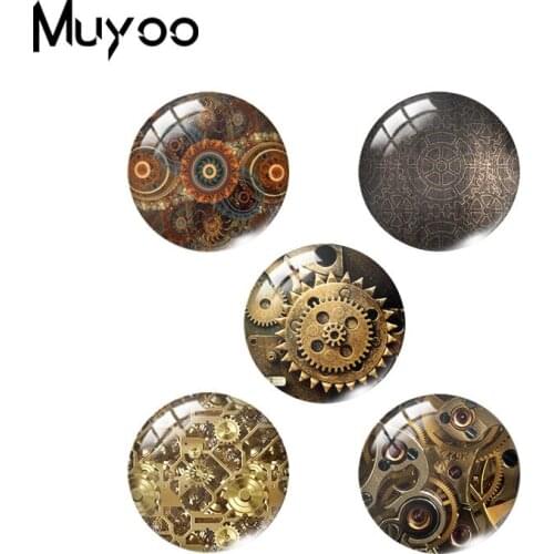 2019 New Steampunk Gear Pattern Glass Dome Cabochon Round Photo Cabochons Art Hand Craft Jewelry