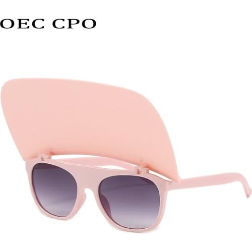 OEC CPO Oversized One Piece Lens Sunglasses Women Goggles Men Flip Up Square Sun Glasses Female Shades Double Eyewear UV400 O974
