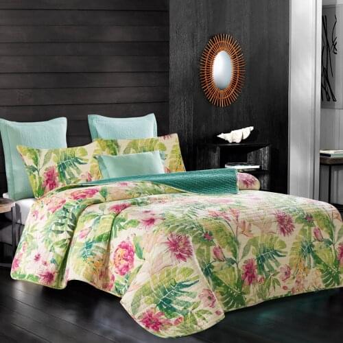 Printed Coverlets Quilt Breathable Bedspread Bamboo Fiber Cotton Soft Bed Cover Multi-function Available In All Seasons Home