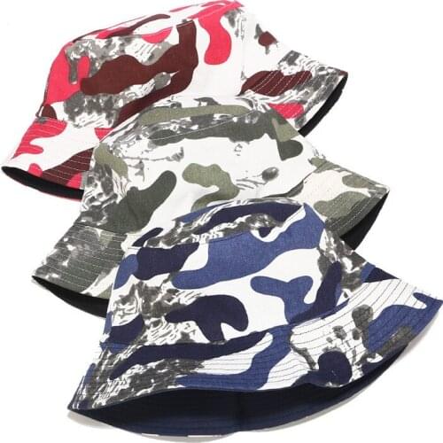 Spring Summer Camouflage Print Bucket Hats Outdoor Packable Fisherman Sun Caps Headwear for Women Men