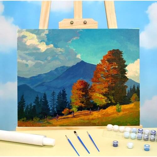 Landscape Warm Autumn Paint By Numbers Set Acrylic Paints 50*70 Oil Painting Handmade Adults Wall Art Wholesale Drawing