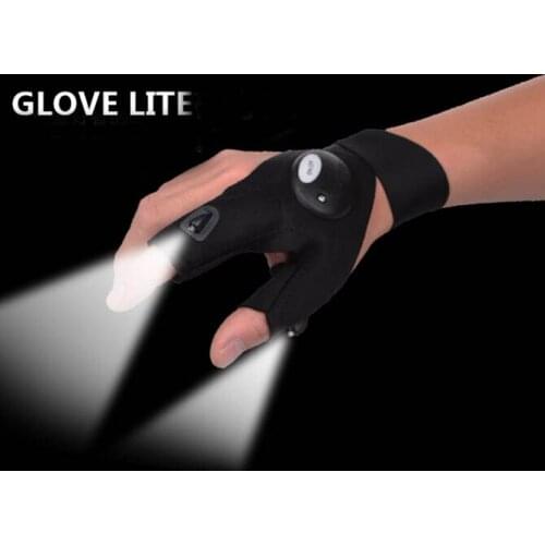 EDC 1pc Sports Glow Gloves Men Outdoor Auto Repair Fish Glove Lighting Artifact Cotton Half Finger Gloves ONE SIZE