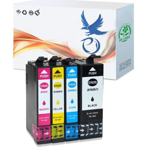 PY 4pack Compatible ink Cartridge 702 702XL E-702XL for Epson WorkForce Pro WF-3720 WF3725 DWF Printer