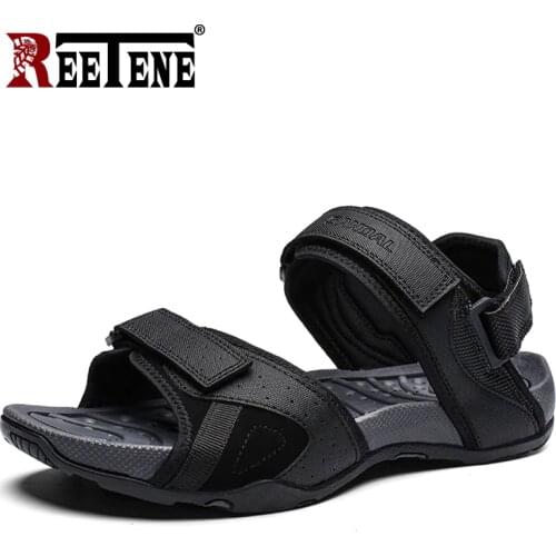 REETENE Summer Men Sandals Outdoor Breathable Beach Sandals Male Non-Slip Sandals For Men Comfort Big Size 39-46 MenS Sandals
