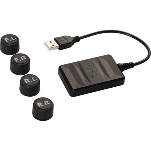 USB Android TPMS Tire Pressure Monitoring System Display Alarm System 4pcs External Sensors Tire Sensors Alarm Monitoring System