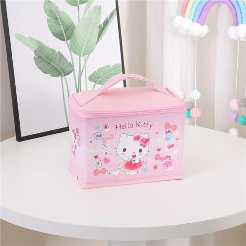Sanrio Hello Kitty cartoon pu handbag cosmetic case large capacity cosmetic bag female cute tote bag zipper storage box