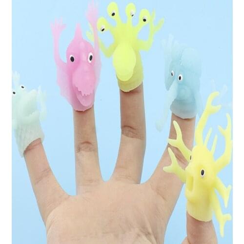 Luminous Finger Puppets Baby Mini Dinosaur Finger Doll Hand Cartoon Animal Soft Doll Finger Puppets Theater Toys For Children