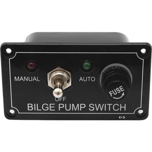 VODOOL 3 Way Panel Switch MANUAL-OFF-AUTO 12V Fused Marine Bilge Pump Toggle Switch Panel with LED Indicator Light For Vessels