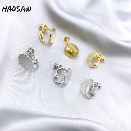 HAOSAW 14*20MM 6Pcs/Lot Jewelry Accessories/Earring Clamp/Genuine Gold Plating/Hand Made/DIY Jewelry Making/Earrings Stud