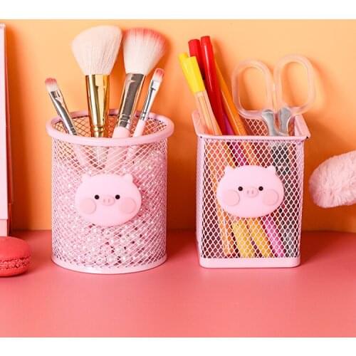 Iron Hollow Cartoon Small Pencil Holder Office Accessories Stationery Storage Box Creative Student Simple Desk Organizer Pen Sta
