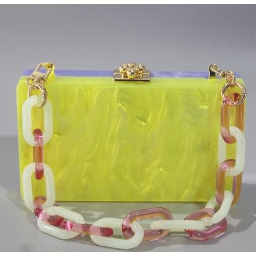 Women Short Acrylic Purse Female Box Clutches Money Wallets Handbag Handy Passport for Cell Phone Card Holder Evening Party Bags