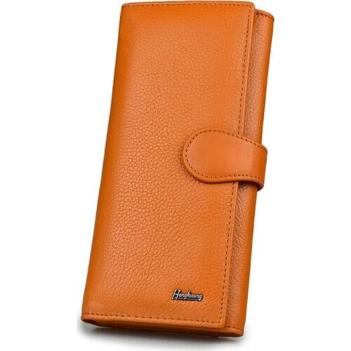 HH2019 Genuine Leather Womens Wallet Female Clutch Ladies Purse Luxury Brand Fashion Money Bag Zipper Coin Purse ID Card Holder