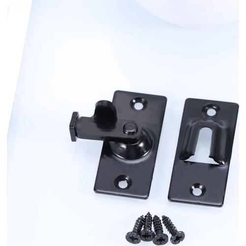 1Pc 90 Degree Solid Door Latch Bolt 304 Stainless Steel Lock Sliding Door Right Angle Buckle (Black)