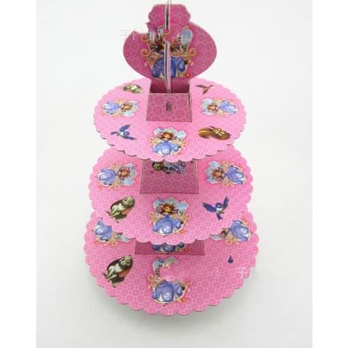 1pcs/set Sofia Princess Baby Shower Cartoon Girl Birthday Party Decorations Supplies 3 Tier Cardboard Cupcake Stand 24 Cupcakes